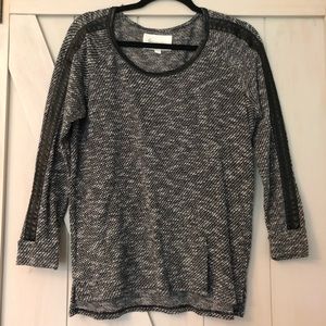 Leather stripe sweater